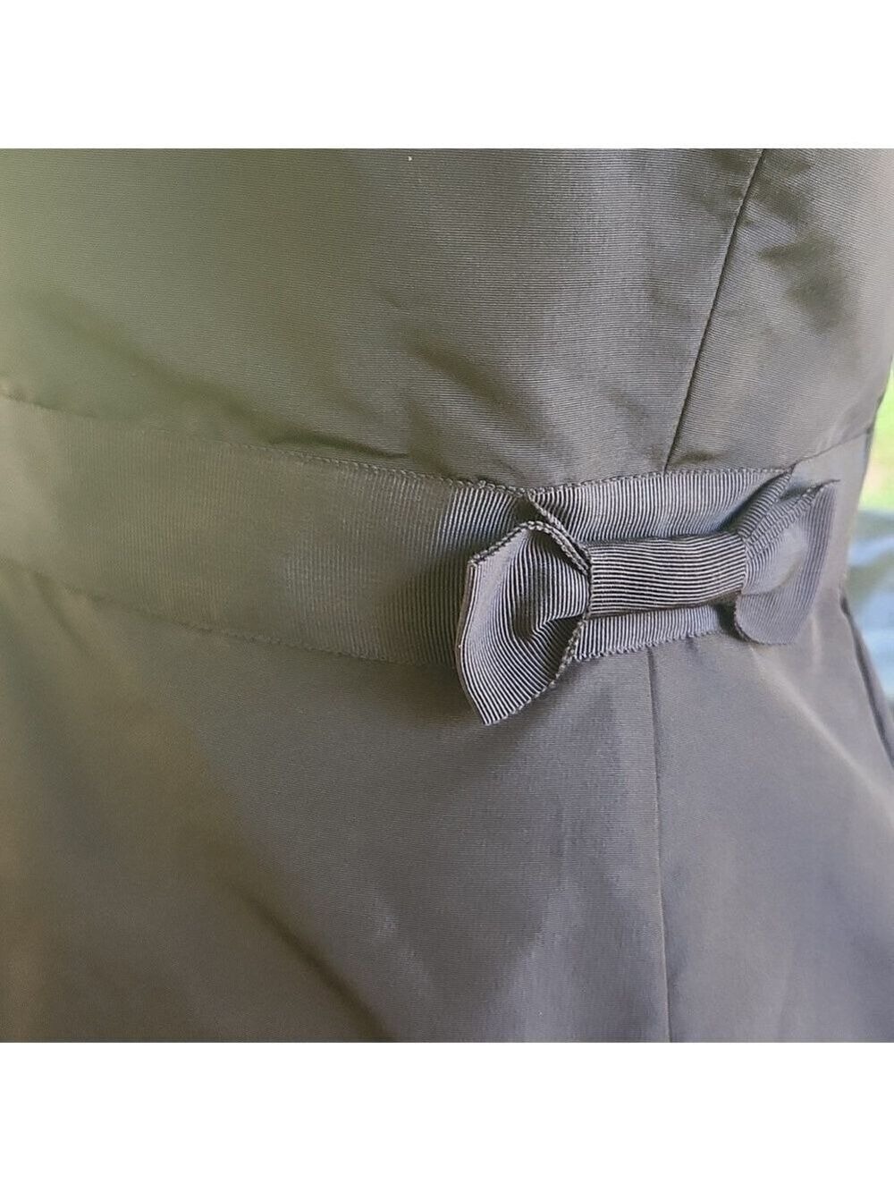J Crew Emma Women's Silk Dress Size P10 Brown Silk Faille Bow Strapless‎ Zipper - Picture 4 of 12